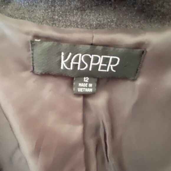 KASPER Charcoal Gray 100% Wool Career Work Business Blazer Size 12 - Picture 6 of 7